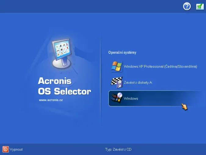 Интерфейс Acronis OS Selector