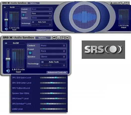 Интерфейс SRS Audio Sandbox